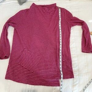 Habitat Striped Funnel Neck Pullover - Raspberry